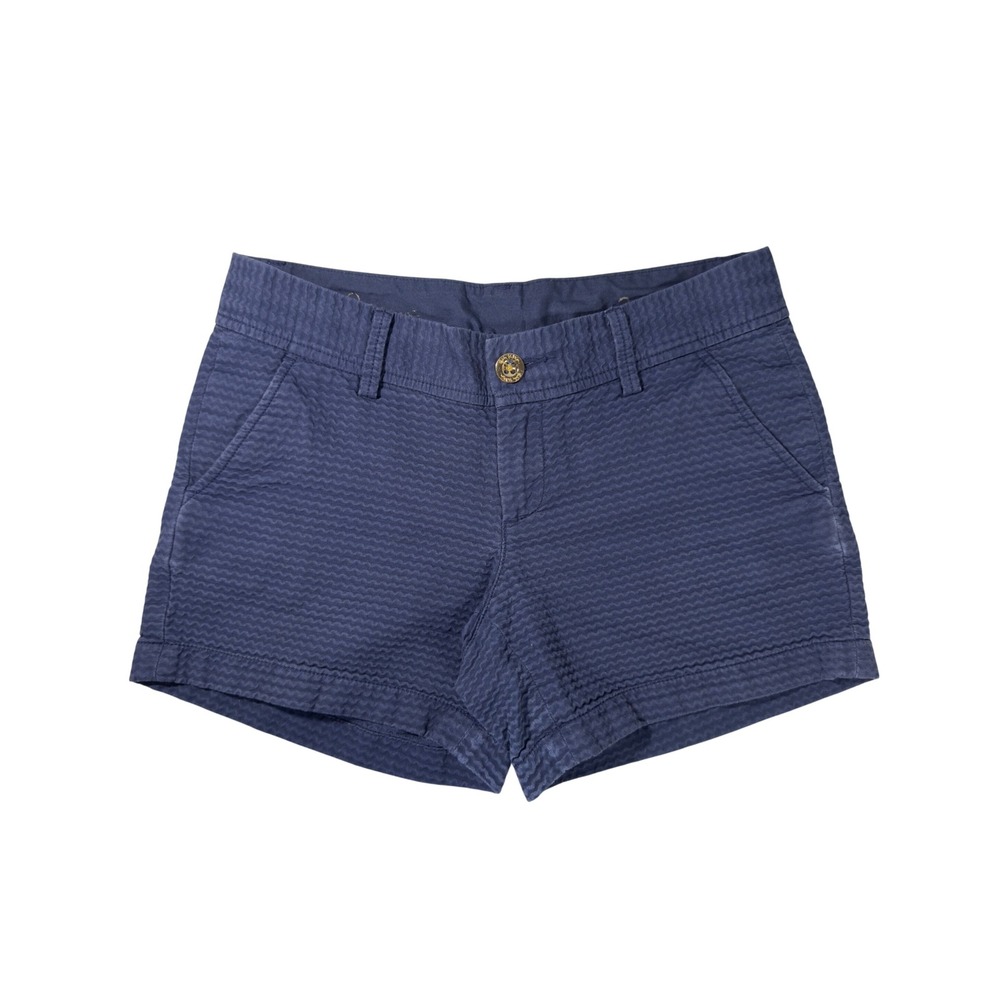 Lilly Pulitzer Callahan Shorts Womens 2 Navy Blue Seersucker Cotton